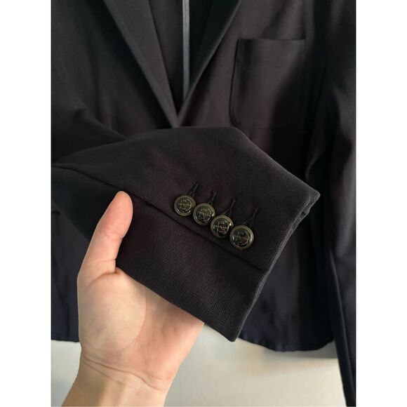 Lands End SZ 16 Women’s Black Cotton 2 Button Blazer Anchor Buttons Nautical - Picture 3 of 8